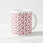 Red Hearts Pattern Valentijnsdag Extra Grote Beker (Voorkant rechts)