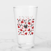 Red Hearts Pattern Valentijnsdag Glas (Achterkant)