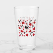 Red Hearts Pattern Valentijnsdag Glas (Voorkant)