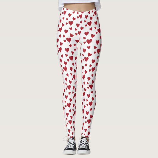 Red Hearts Pattern Valentijnsdag Leggings (Voorkant)