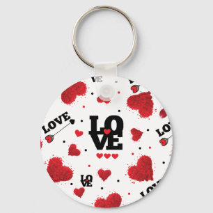 Red Hearts Pattern Valentijnsdag Sleutelhanger