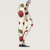 Red Hearts Pattern White Leggings - Romantic Valen (Droite)