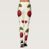 Red Hearts Pattern White Leggings - Romantic Valen (Dos)