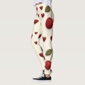 Red Hearts Pattern White Leggings - Romantic Valen (Gauche)