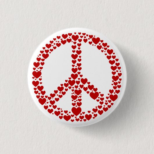 Red Hearts Peace Sign Button (Voorkant)