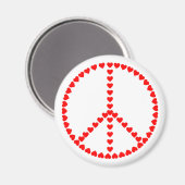 Red Hearts Peace Sign Hippie Magnet Magneet (Voorkant / Achterkant)