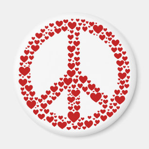 Red Hearts Peace Sign Magnet Magneet