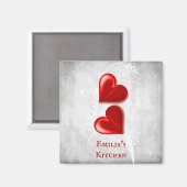 Red Hearts Personalized Magnet Magneet (Voorkant / Achterkant)