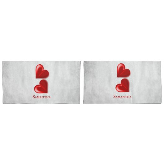 Red Hearts Personalized Pillow Hoesje Kussensloop (Voorkant-Set)