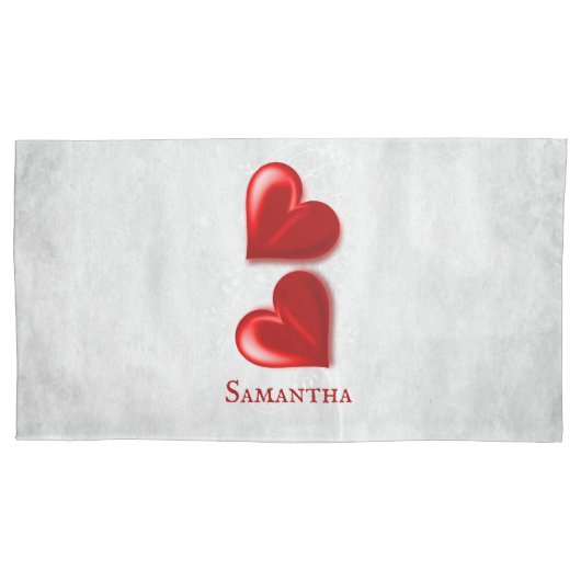 Red Hearts Personalized Pillow Hoesje Kussensloop (Voorkant-Links)