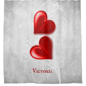 Red Hearts Personalized Shower Curtain Douchegordijn (Voorkant)