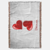 Red Hearts Personalized Throw Blanket Deken (Voorkant Verticaal)