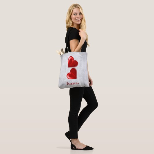 Red Hearts Persoonlijke Canvas tas (Op model)