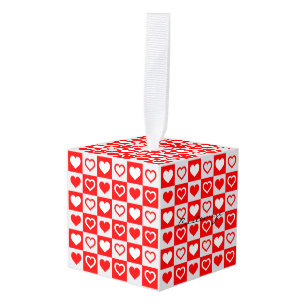 Red Hearts Pset Patroon Thunder_Cove Kubus Ornament