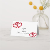 Red Hearts Rozen Elegant Wedding Place Card (Achterkant)