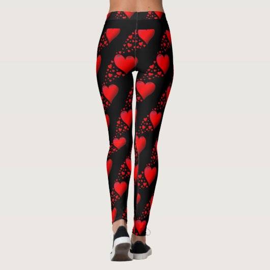 Red Hearts RUN UW RACE Valentijn Custom Black Leggings (Achterkant)