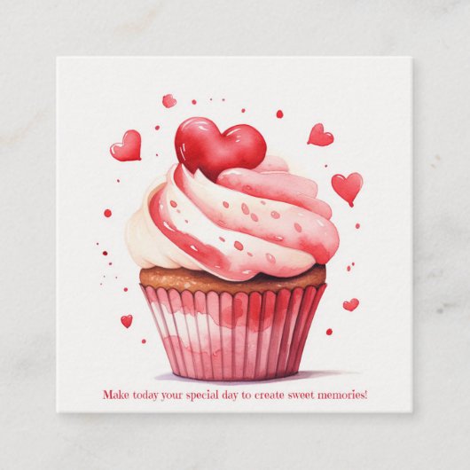 Red Hearts Sweet Cupcake Valentijnsdag Kaart (Voorkant)