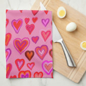 Red hearts theedoek (Quarter Fold)