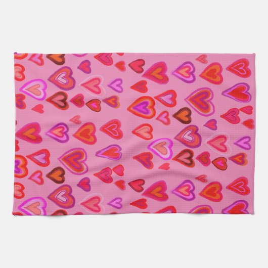 Red hearts theedoek (Horizontaal)