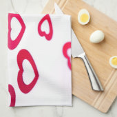 Red hearts theedoek (Quarter Fold)