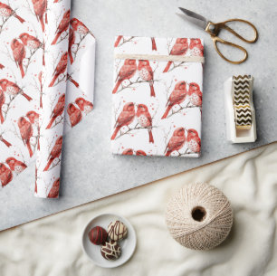 Red Hearts Tortelduifjes Cadeaupapier