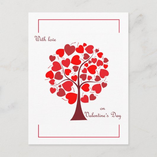 Red Hearts Tree Valentijn Briefkaart (Voorkant)