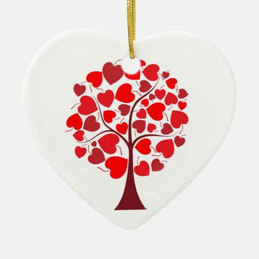 Red Hearts Tree Valentijn Keramisch Ornament (Voorkant)