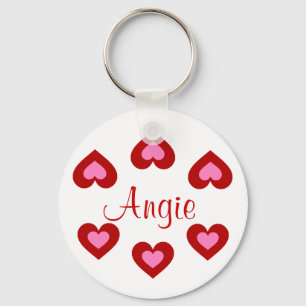 Red Hearts Valentijn Naam Sleutelhanger