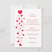 Red Hearts Valentijnsdag bruidsmeisje bruiloft Kaart (Achterkant)