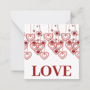 Red Hearts Valentijnsdag Flat Note Card Notitiekaartje