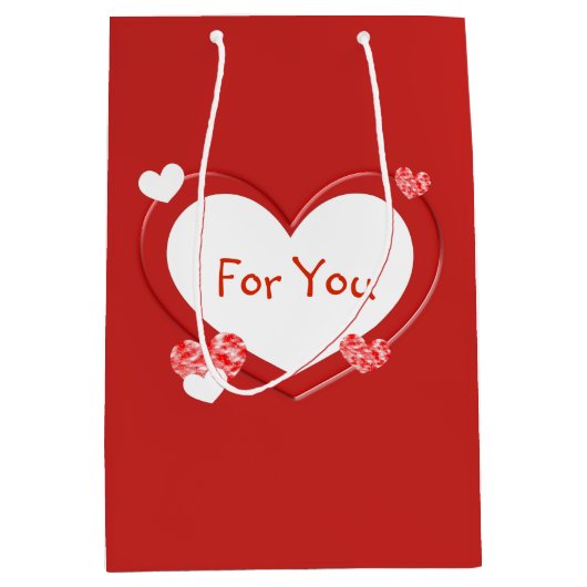  Red Hearts Valentijnsdag Gift Bag Medium Cadeauzakje (Voorkant)