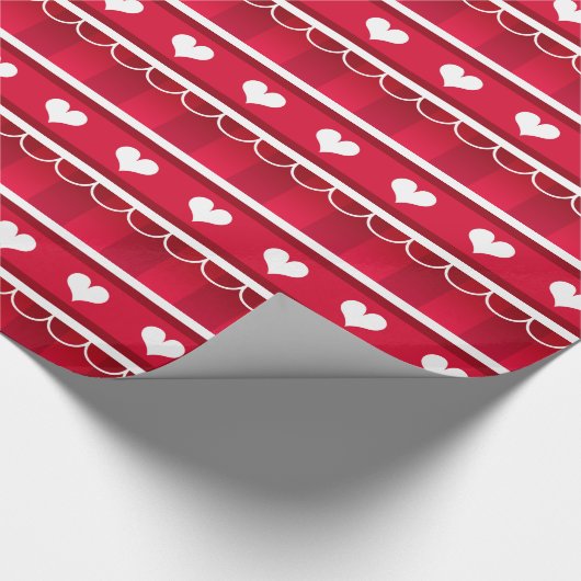 Red Hearts Valentijnsdag Pattern Cadeaupapier (Hoek)
