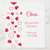 Red Hearts Valentijnsdag Wedding Wine Label Wijn Etiket (Enkel label)
