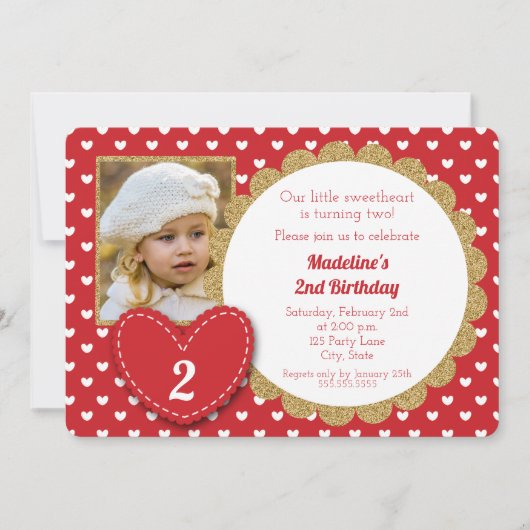 Red Hearts Valentine's Day Invitation d'anniversai (Devant)