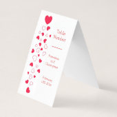 Red Hearts Valentines Day Mariage Numéro de table (Back)