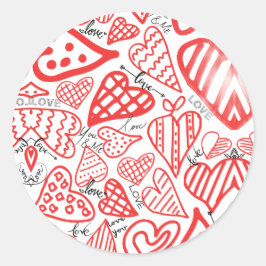 Red Hearts Valentine's Day Ronde Sticker