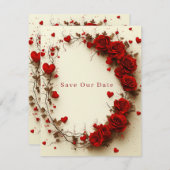 Red Hearts Valentine's Day Wedding Save The Date (Voorkant / Achterkant)
