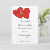Red Hearts Verloving Invitation Kaart (Staand voorkant)