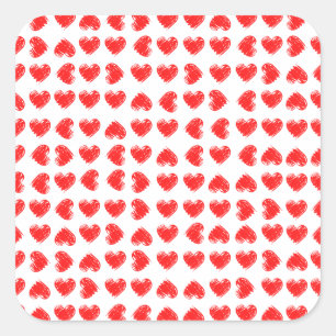 Red hearts vierkante sticker