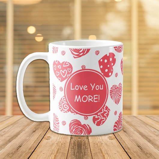 Red Hearts Vous Aime Plus Valentine Coffee Mug