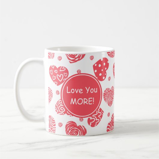 Red Hearts Vous Aime Plus Valentine Coffee Mug (Gauche)