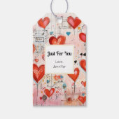 Red Hearts Whimsical Love Pattern Just for You Cadeaulabel (Voorkant)