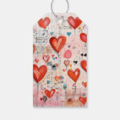 Red Hearts Whimsical Love Pattern Party Dank u Cadeaulabel (Achterkant)