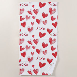 Red Hearts XOXO Love Strandlaken