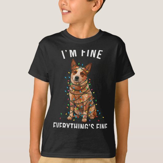 Red Heeler Christmas I'm Fine Everything Is Fine T-shirt (Voorkant)