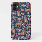 Red Heeler dog  florals navy Case-Mate iPhone Case (Achterkant)