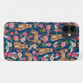 Red Heeler dog  florals navy Case-Mate iPhone Case (Achterkant (horizontaal))
