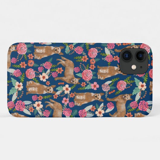Red Heeler dog  florals navy Case-Mate iPhone Case (Achterkant (horizontaal))