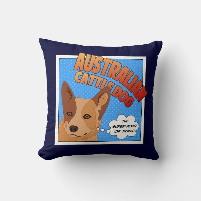 Red Heeler Super Hero Kussen (Voorkant)