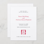 Red hei Asian bruiloft behalve de datumaankondigin Save The Date (Voorkant / Achterkant)
